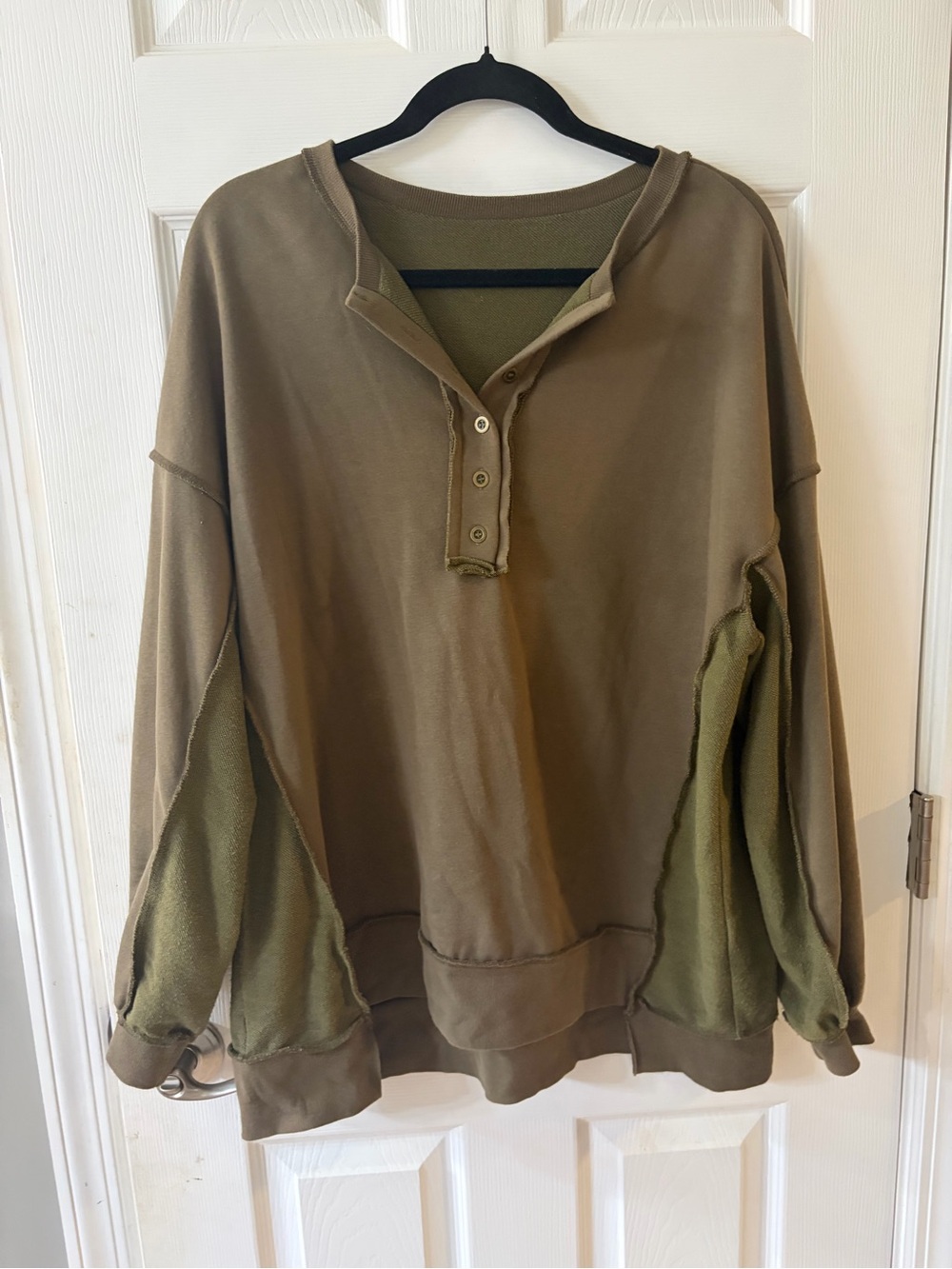 Olive Green Two-Tone Sweatshirt